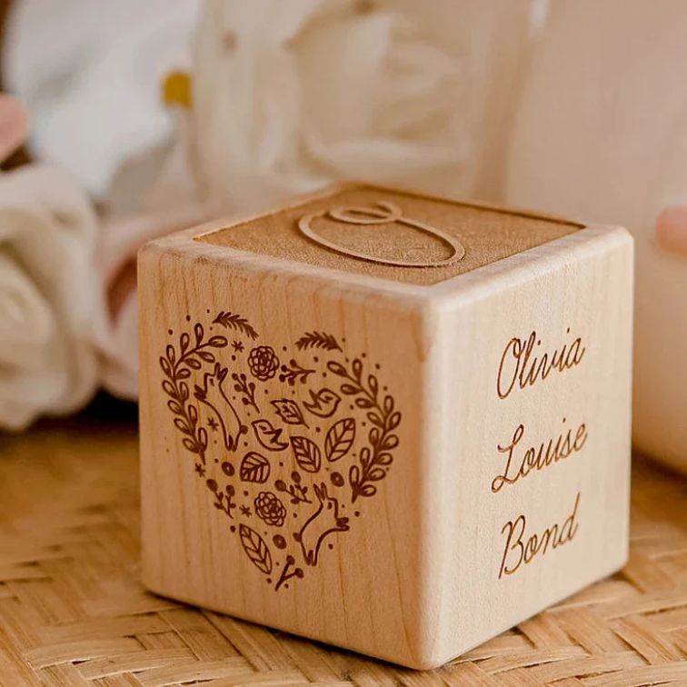 Personalized Wooden birth Block Gift for baby/Gift for Baptism Memorial